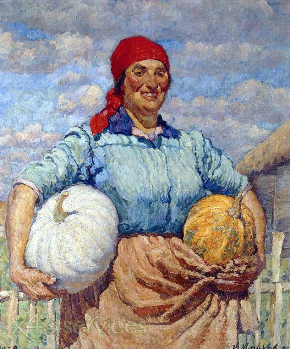 Ilya Mashkov - Baeuerin mit Kuerbissen - Farmer with pumpkins